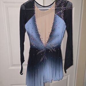 Elegant Black and Blue Rhinestone Dress